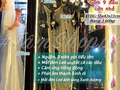 Ma điện tử chín đầu mắt đèn Led phát âm thanh kinh dị HLW-MAQUY-01 (tặng pin)